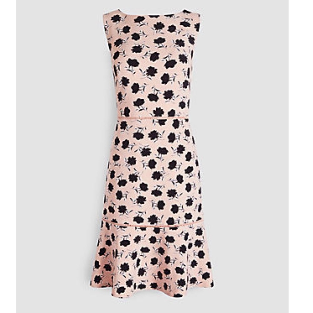 Ann Taylor Blush and Black Floral Midi Dress